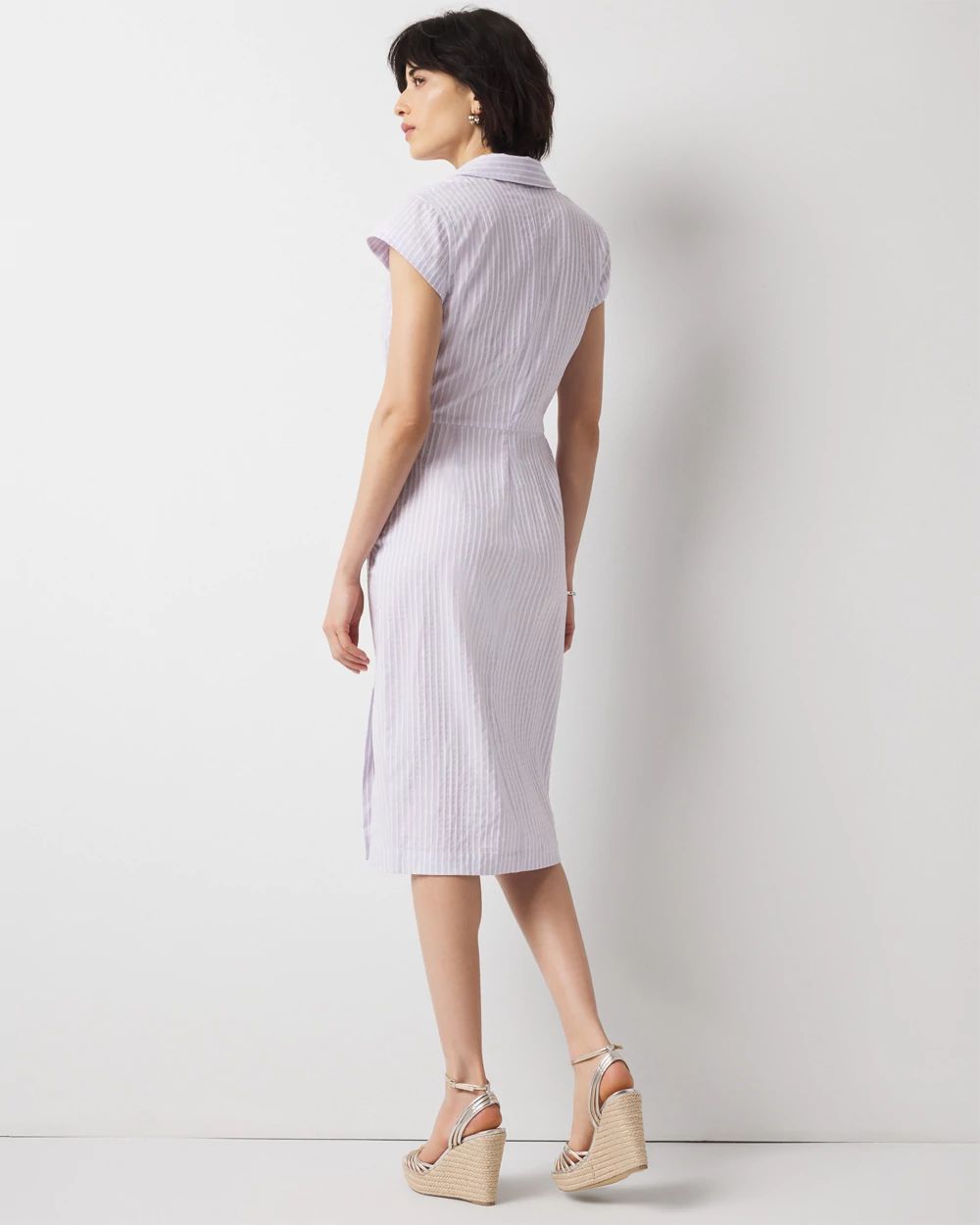 Petite Short Sleeve Button Detail Dress