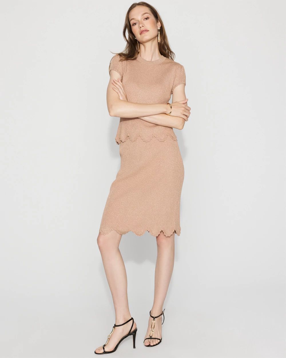 Scalloped Shimmer Sweater Skirt