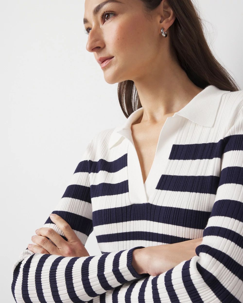 Ribbed Collar Pullover Sweater