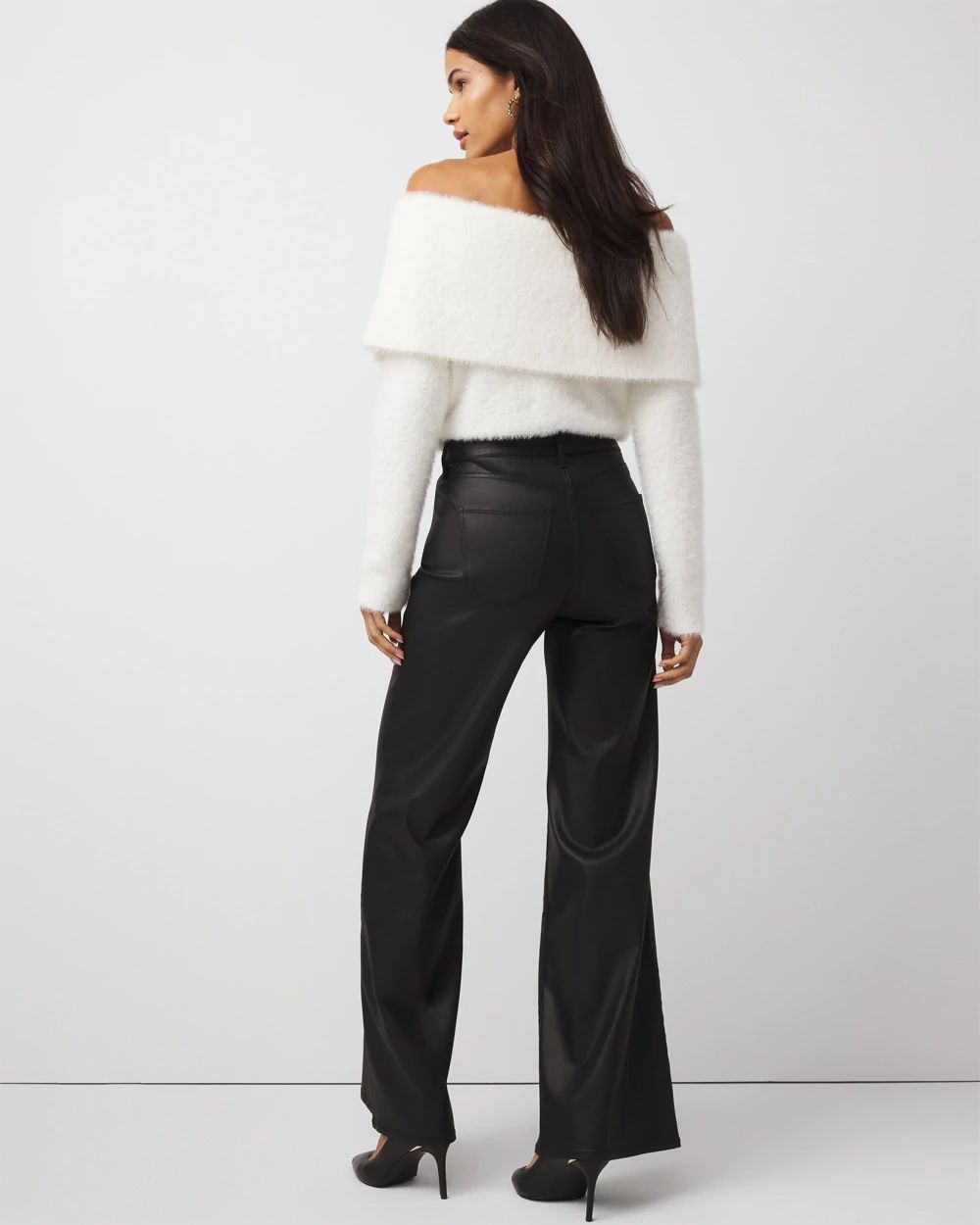 Coated Denim High Rise Wide Leg Jean