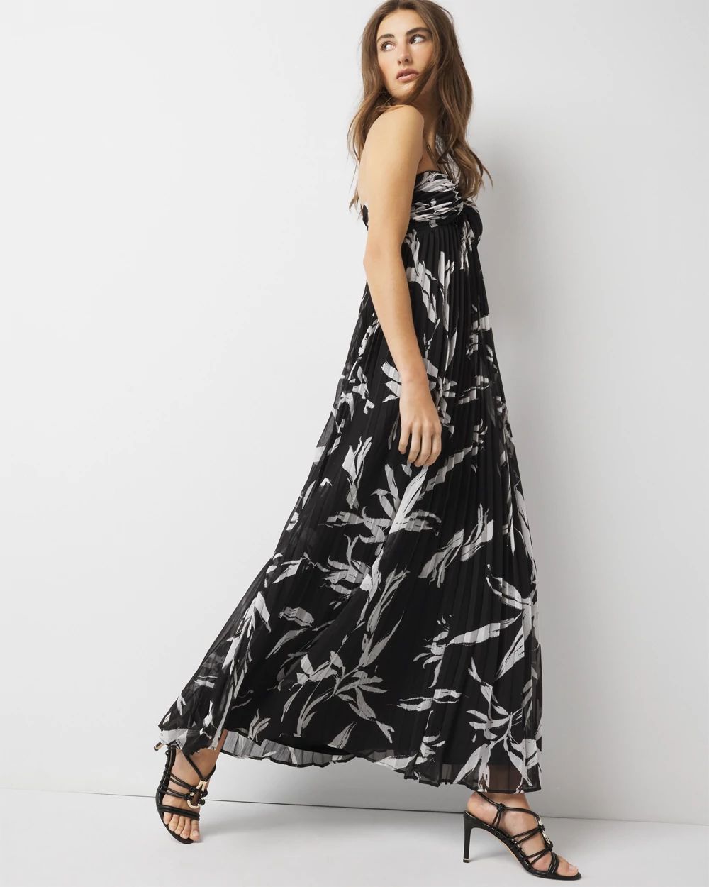 Halter Pleated Maxi Dress