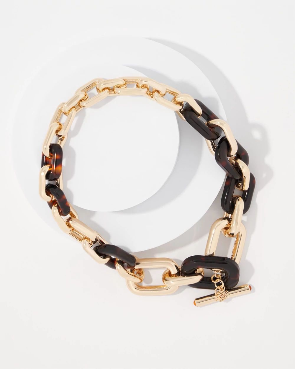 Gold and Tortoiseshell Link Toggle Necklace