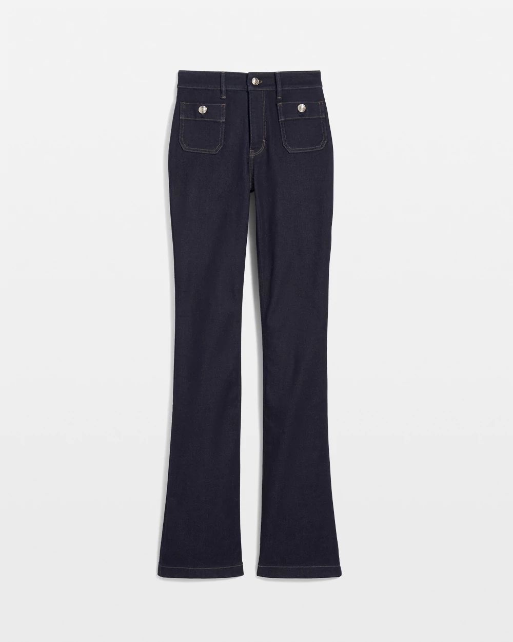 High-Rise Patch Pocket Bootcut Jeans