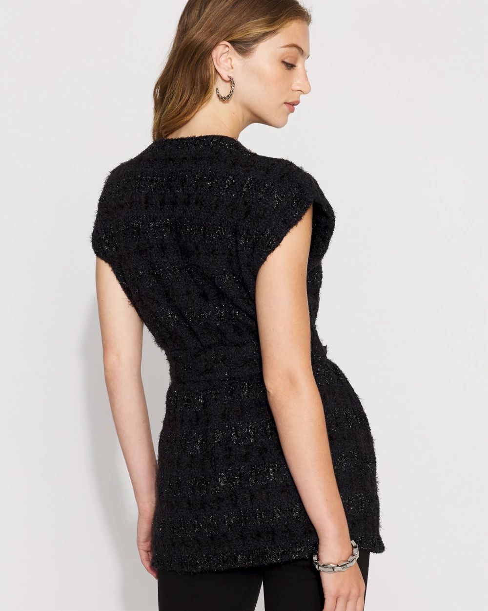 Belted Tweed Sweater Vest