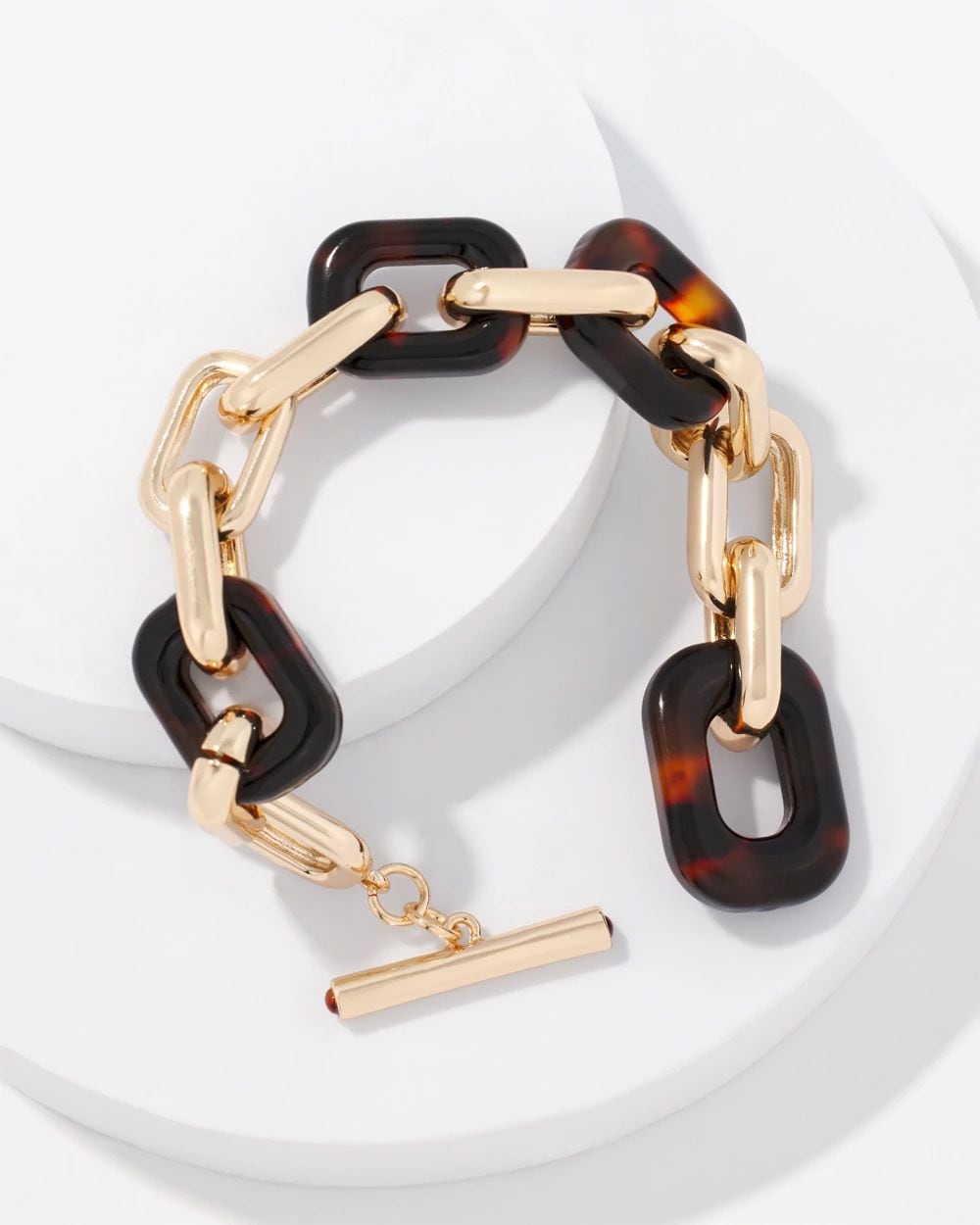 Gold and Tortoiseshell Link Toggle Bracelet