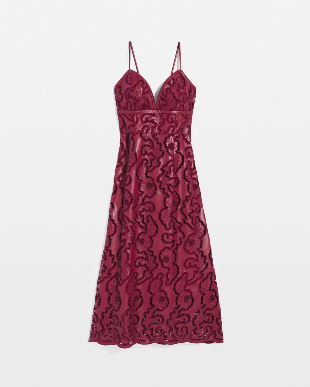 Faux Leather Lace Midi Dress