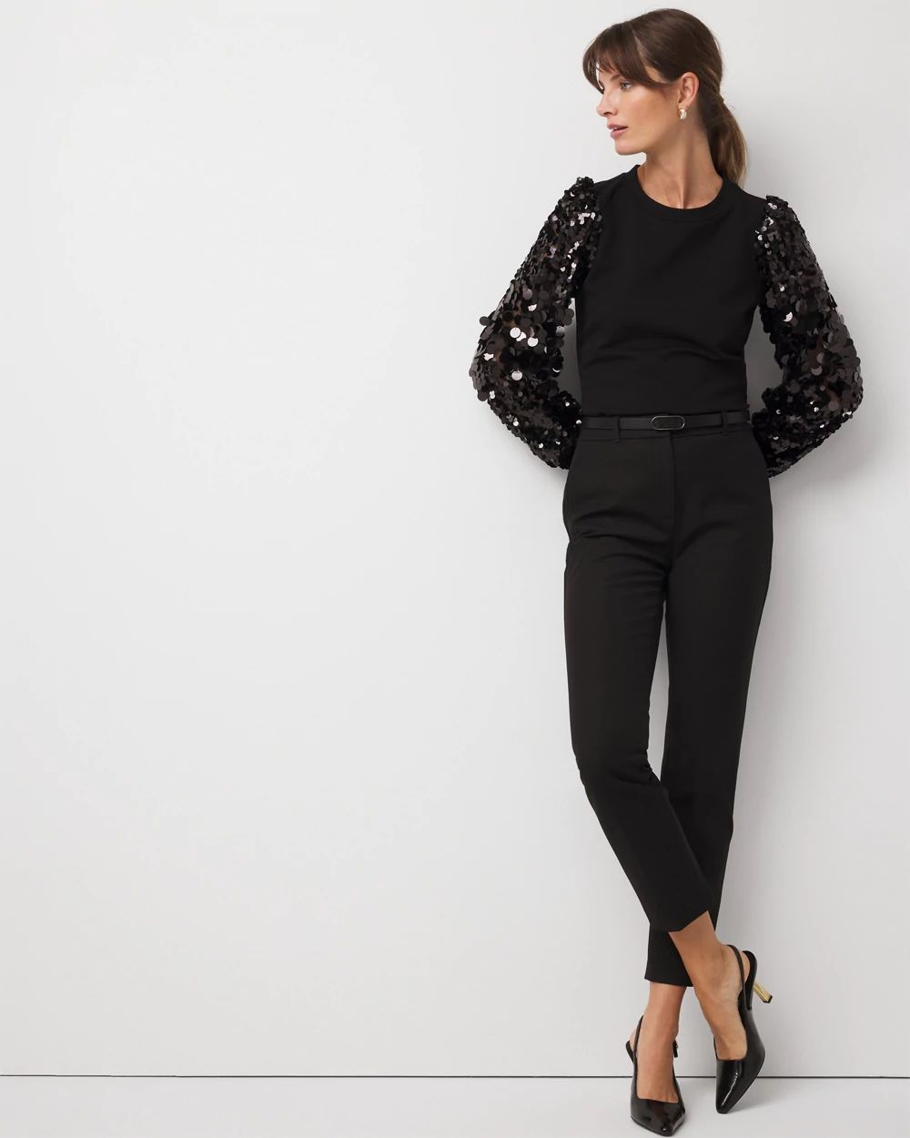 Sequin Blouson Sleeve Top