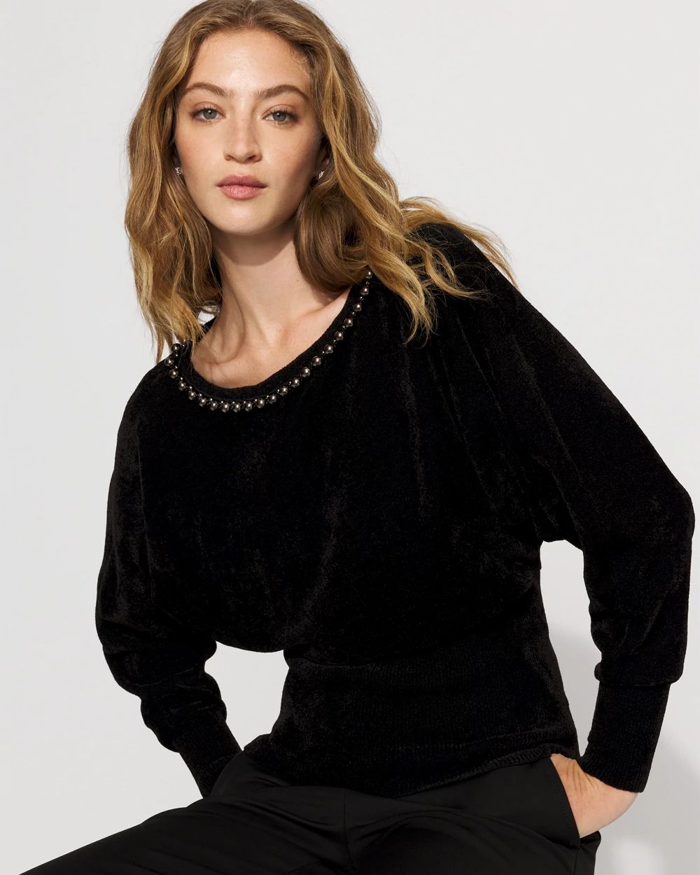 Embellished Dolman Chenille Sweater