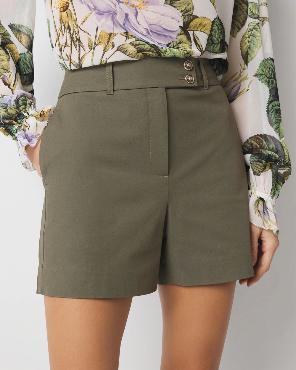 Petite High-Rise Extended Tab Short