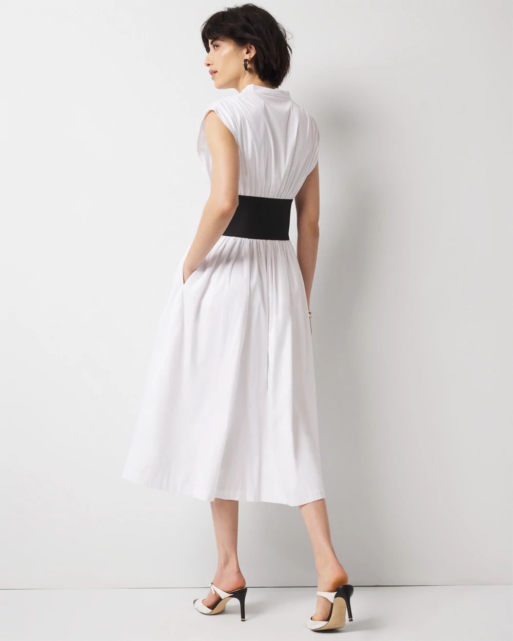 Cap Sleeve Belted Midi Dress