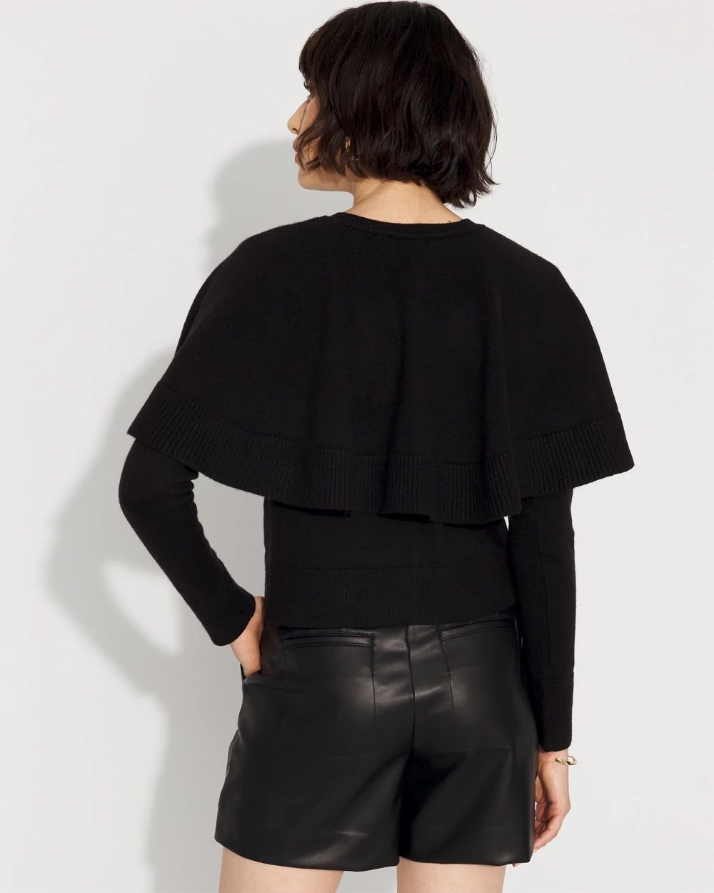 Button-Front Cape Cardigan