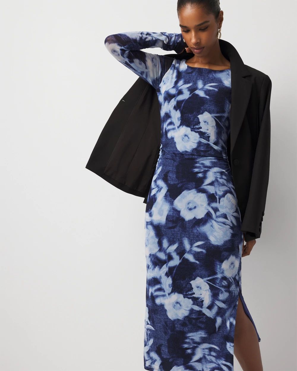 Floral Mesh Midi Dress