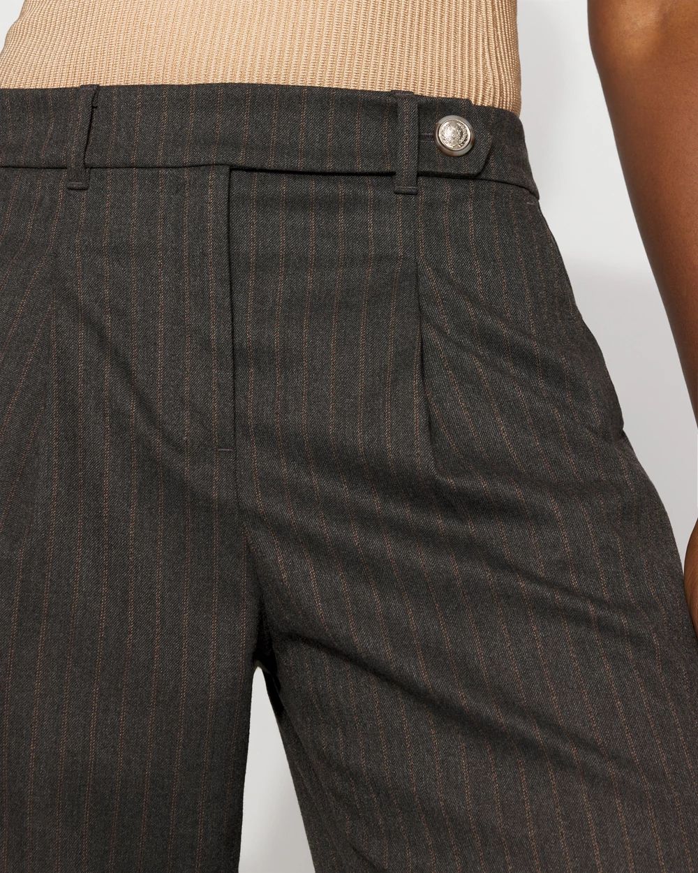 High-Rise Pinstriped Wide-Leg Pant