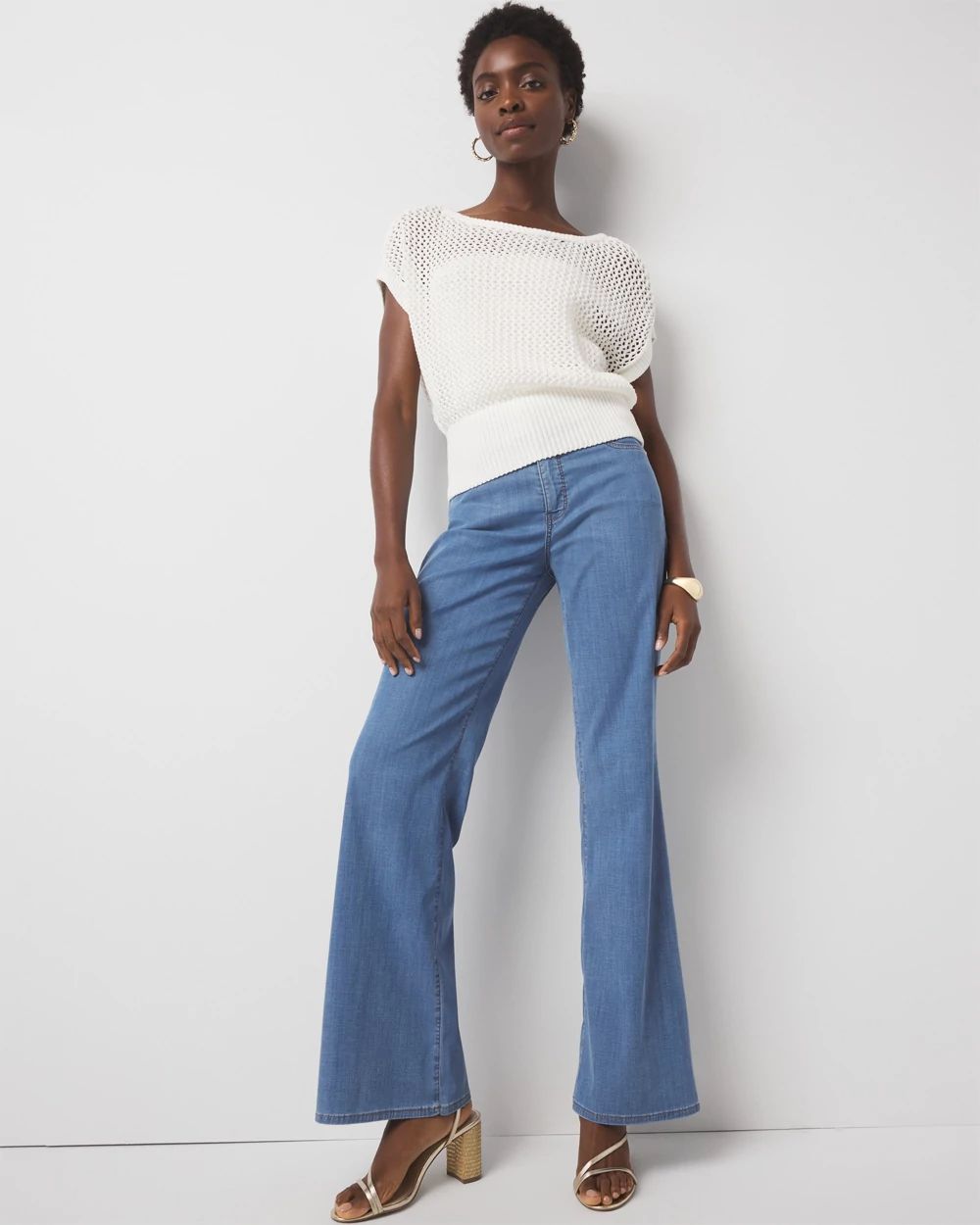 Open Stitch Banded Bottom Sweater