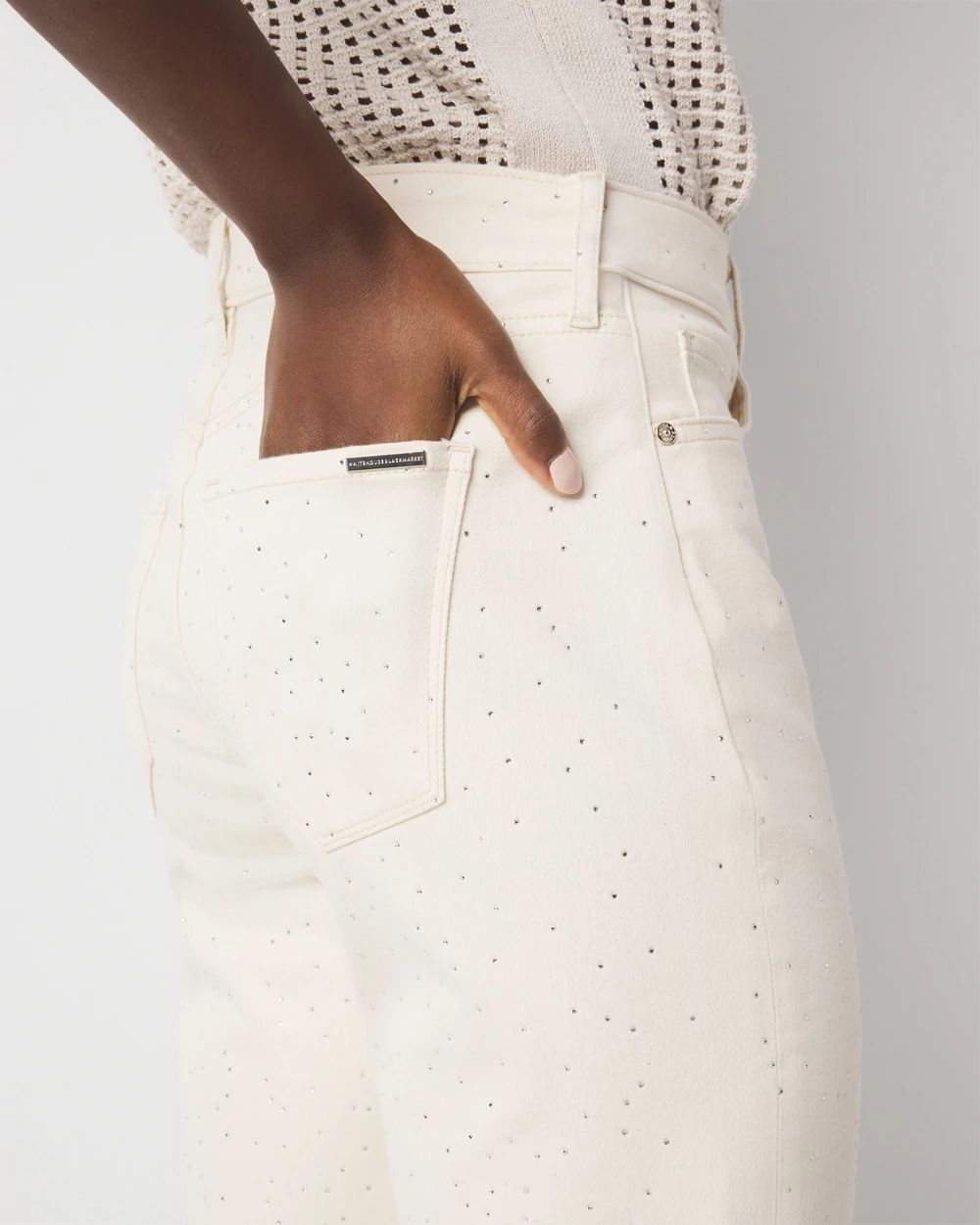 Mid-Rise Embellished Girlfriend Jean