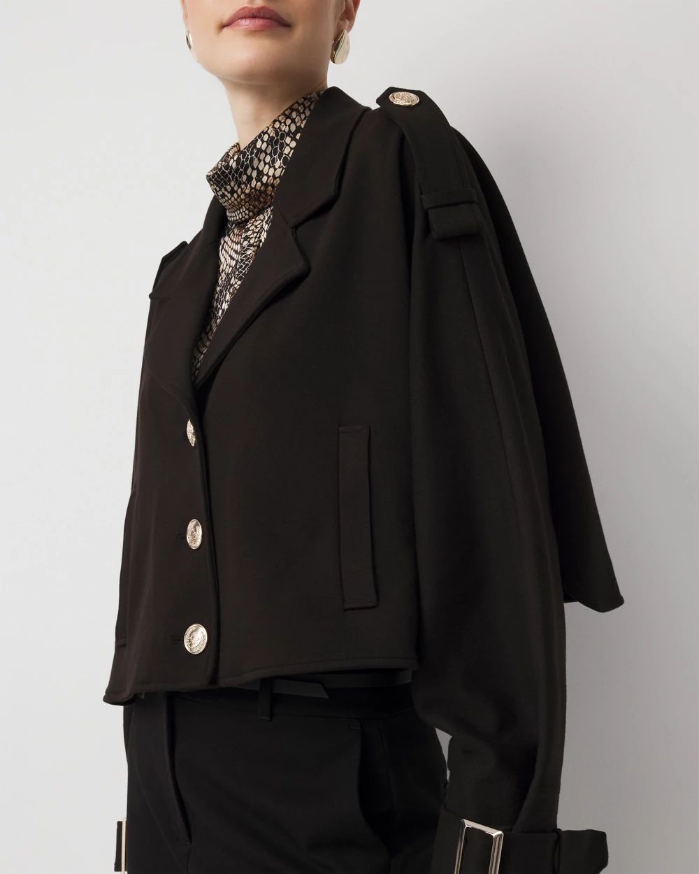 Petite Cropped Knit Trench