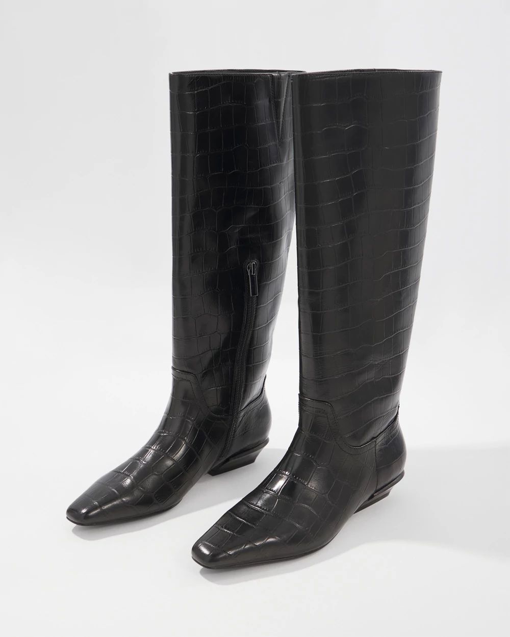 Leather Croc Riding Boot