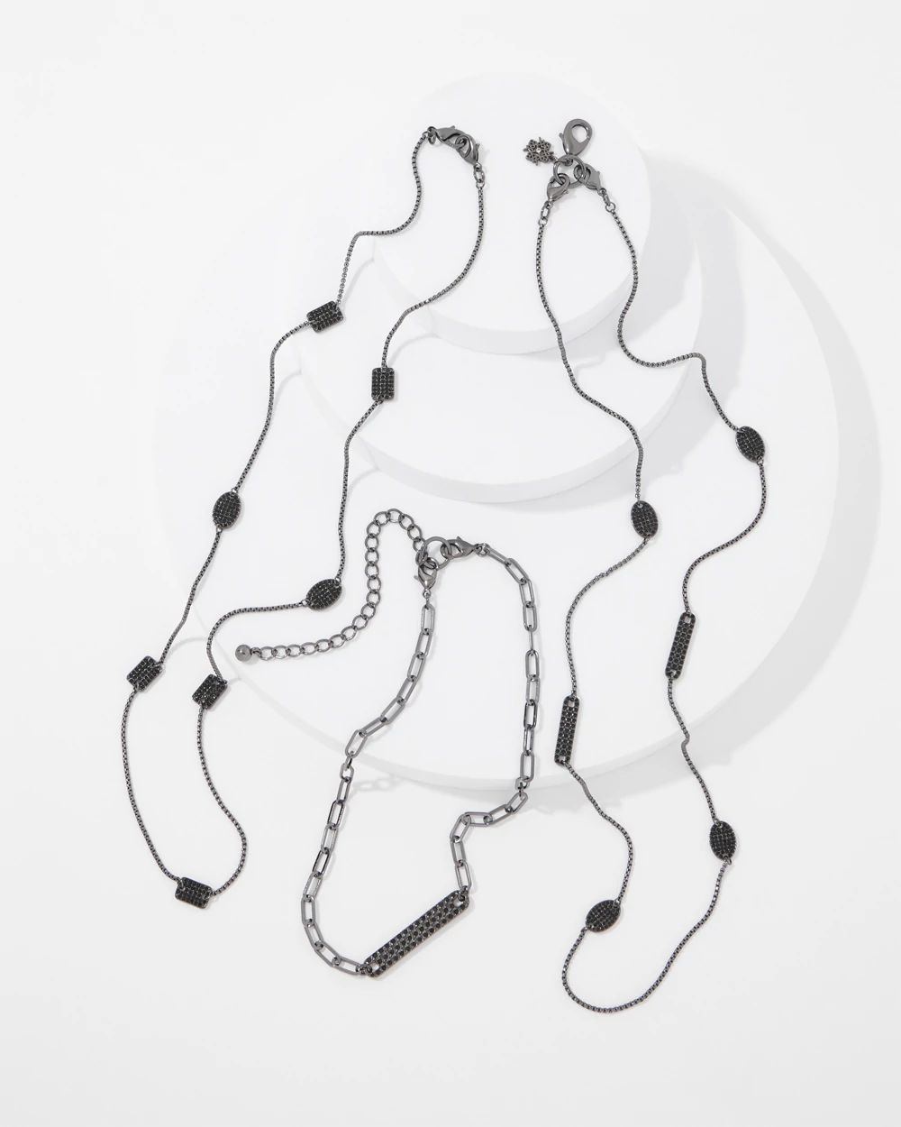 Hematite + Pavé Convertible Necklace