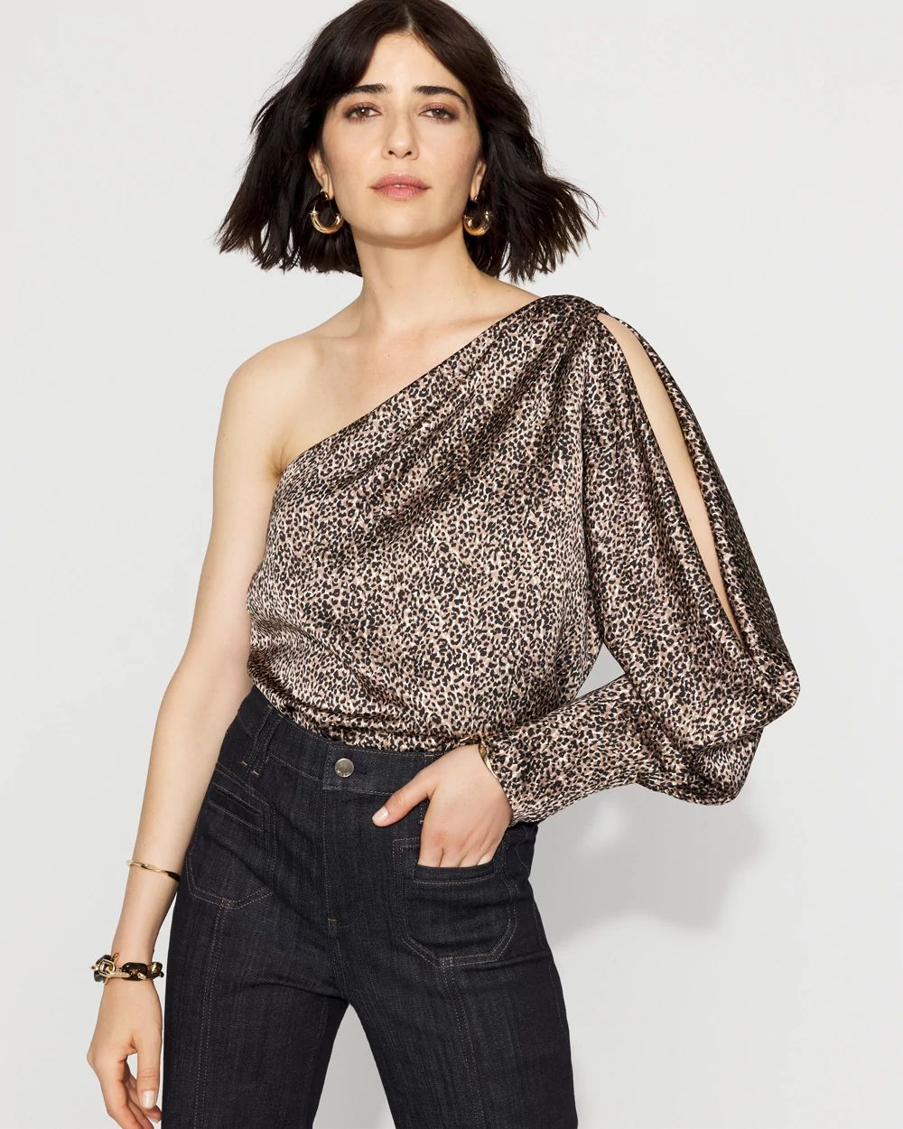 One-Shoulder Satin Blouse