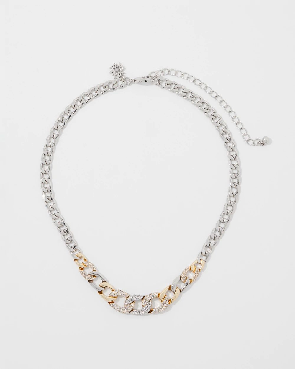 Gold + Silver Pavé Link Necklace