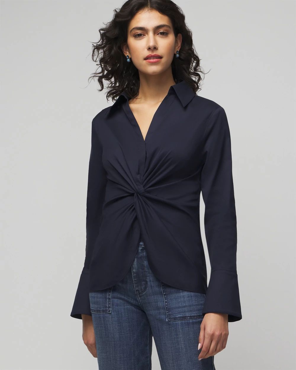 Long Sleeve Twist Poplin Shirt