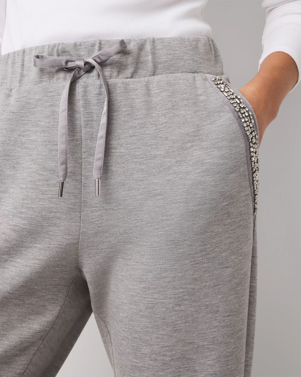Embellished Satin Trim Jogger