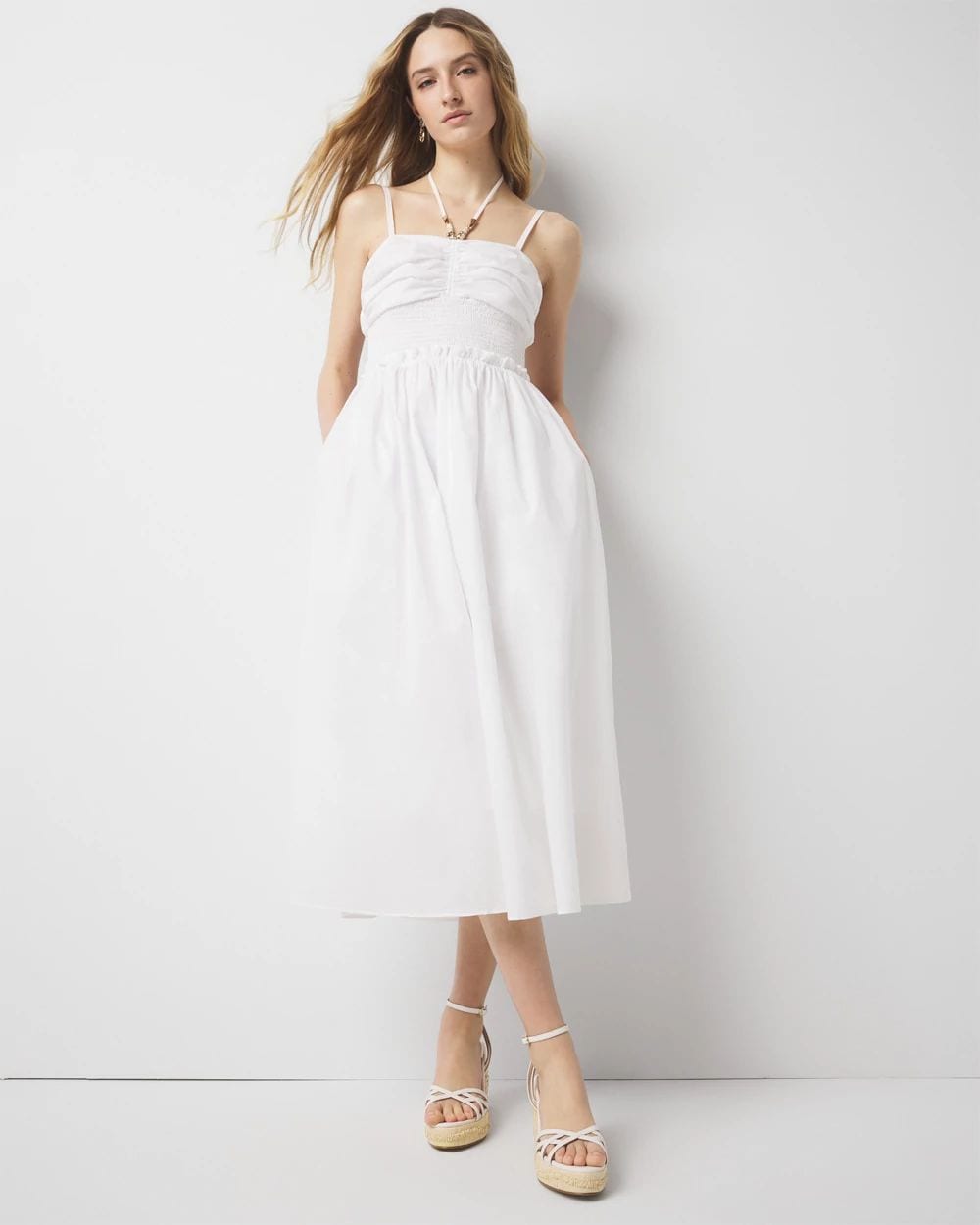 Cotton Poplin Halter Midi Dress