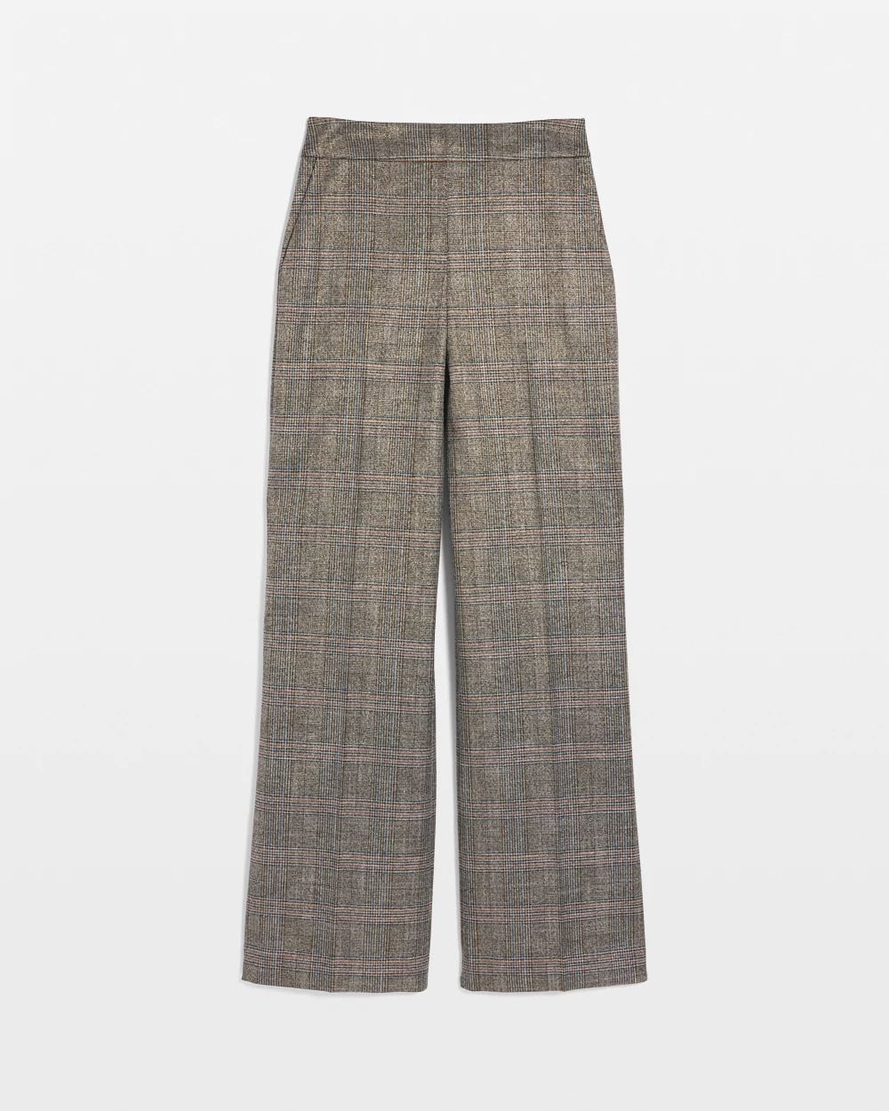 Metallic Plaid Wide Leg Pant