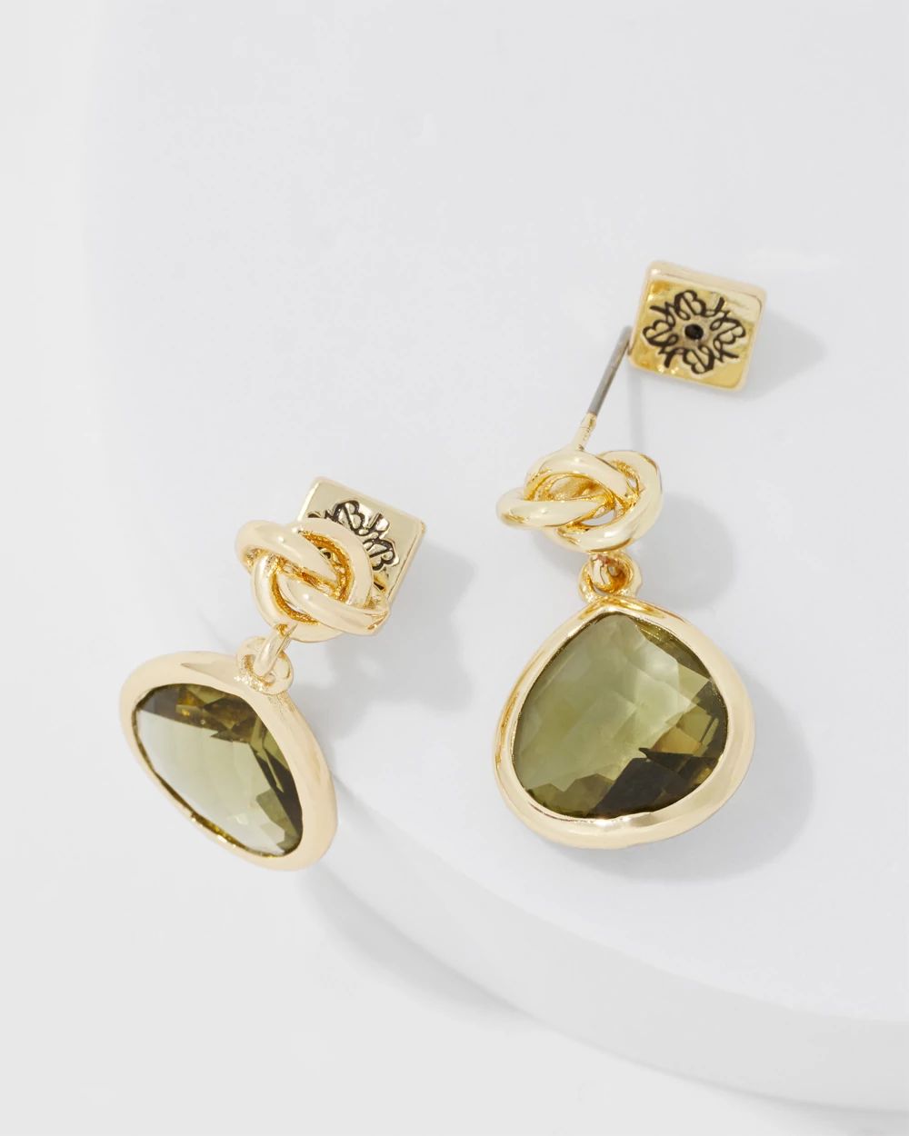 Olive + Gold Drop Earrings