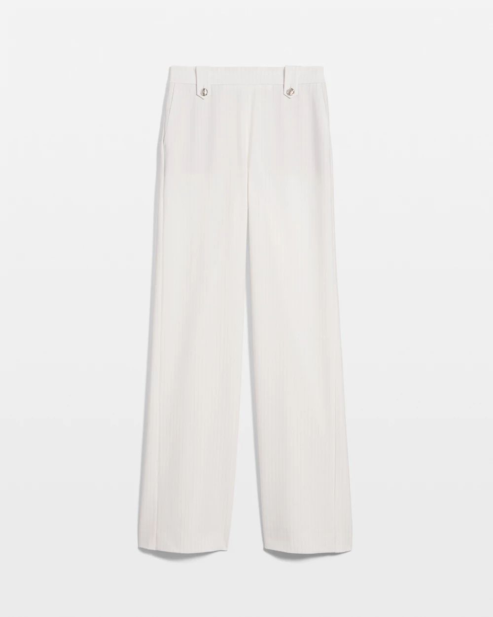 Pinstripe Button-Tab Wide Leg Trouser
