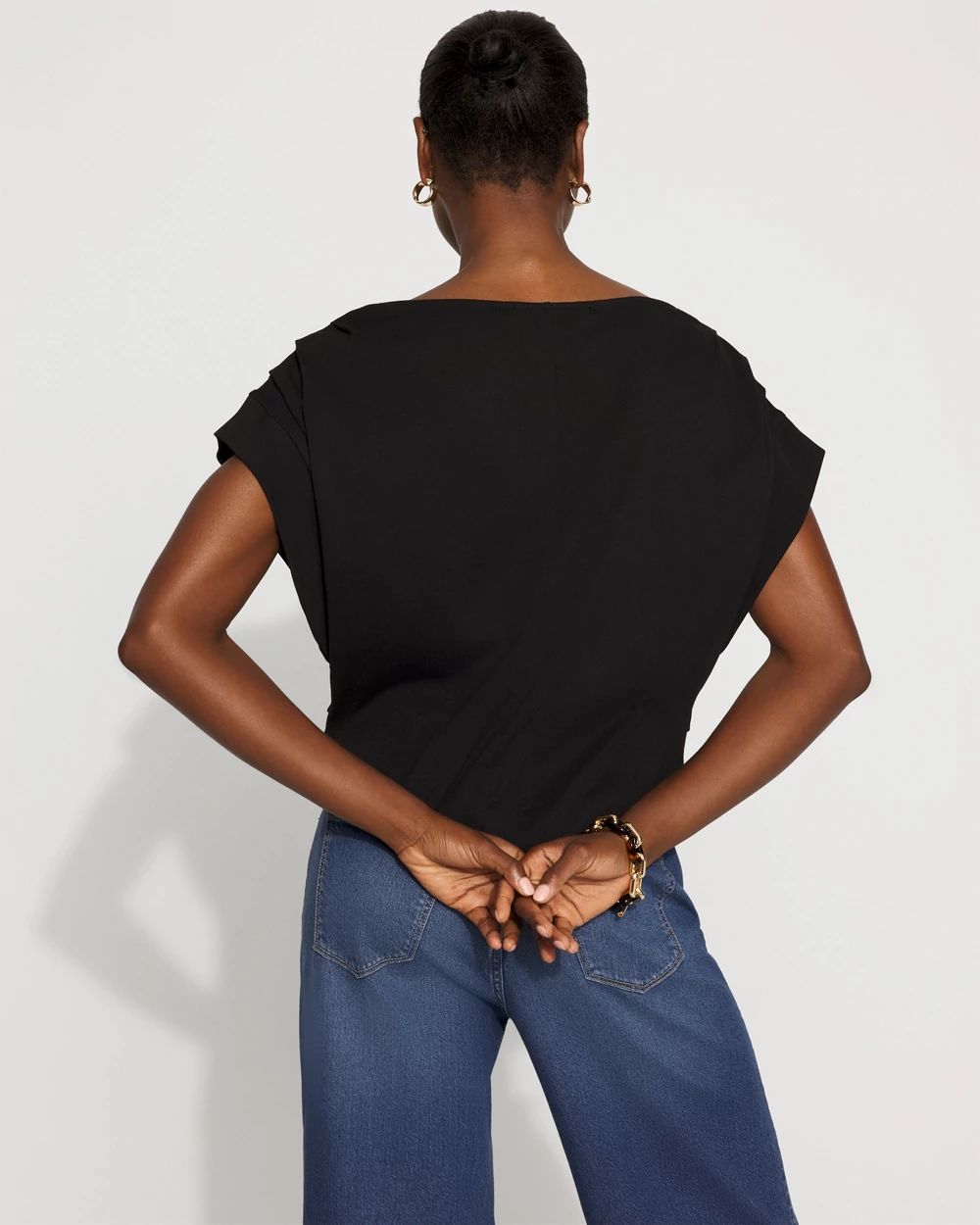 Pleated Cap Sleeve Tee