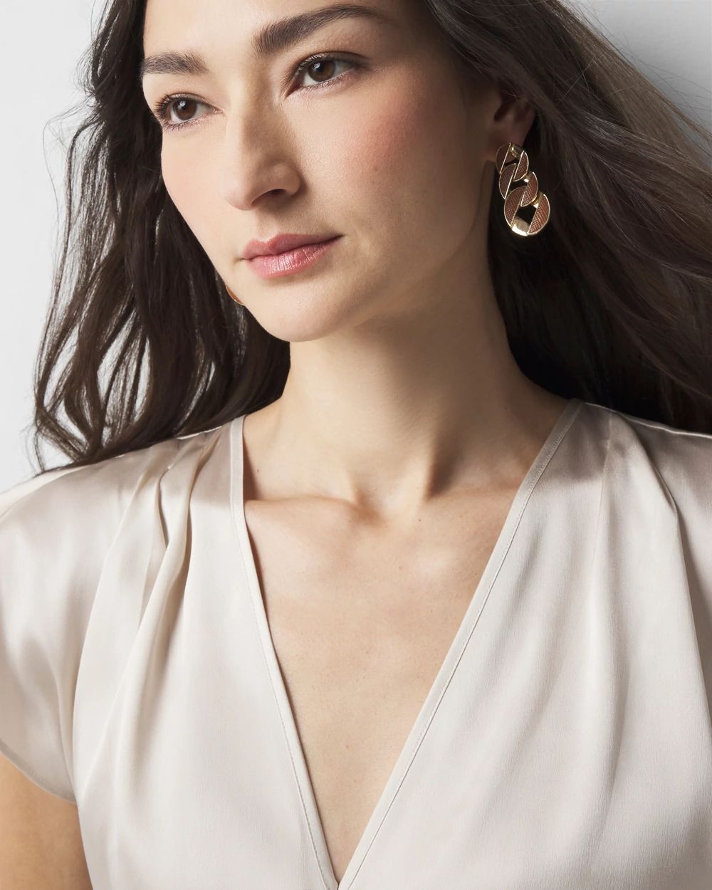 Cognac Textured Leather Linear Earrings