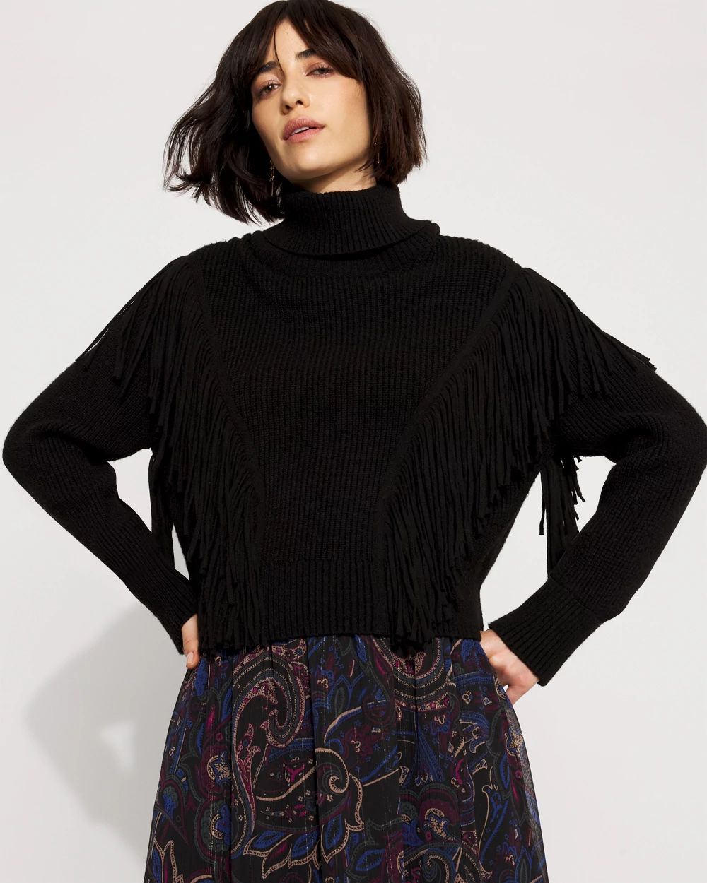 Fringe Turtleneck Sweater