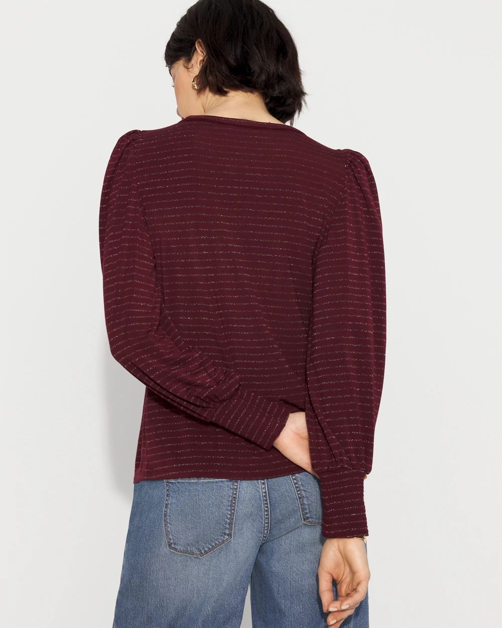 Long Sleeve Tee with Smocked Cuffs