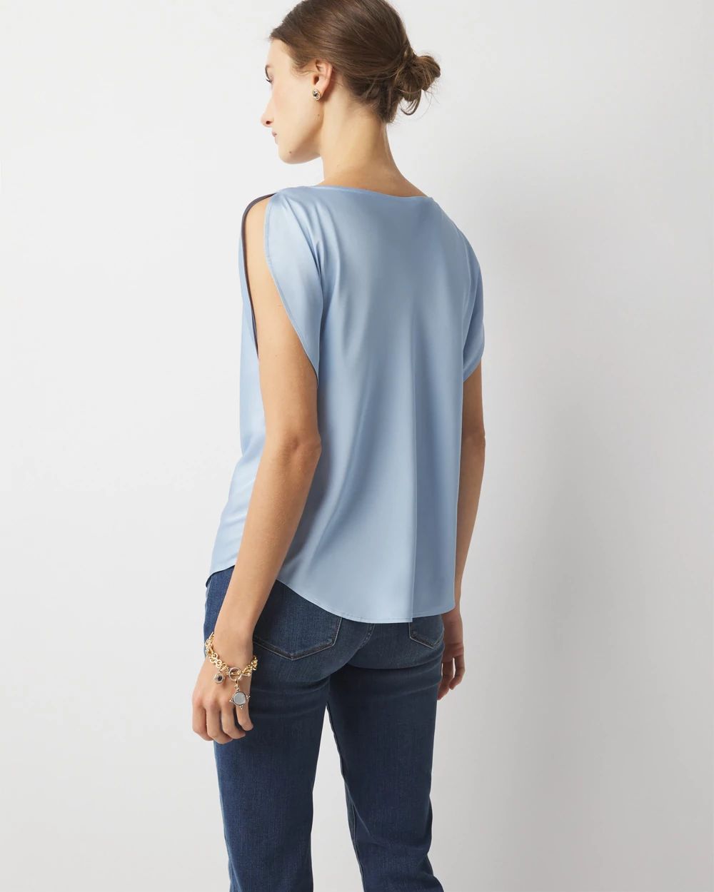 Satin Petal Sleeve Blouse