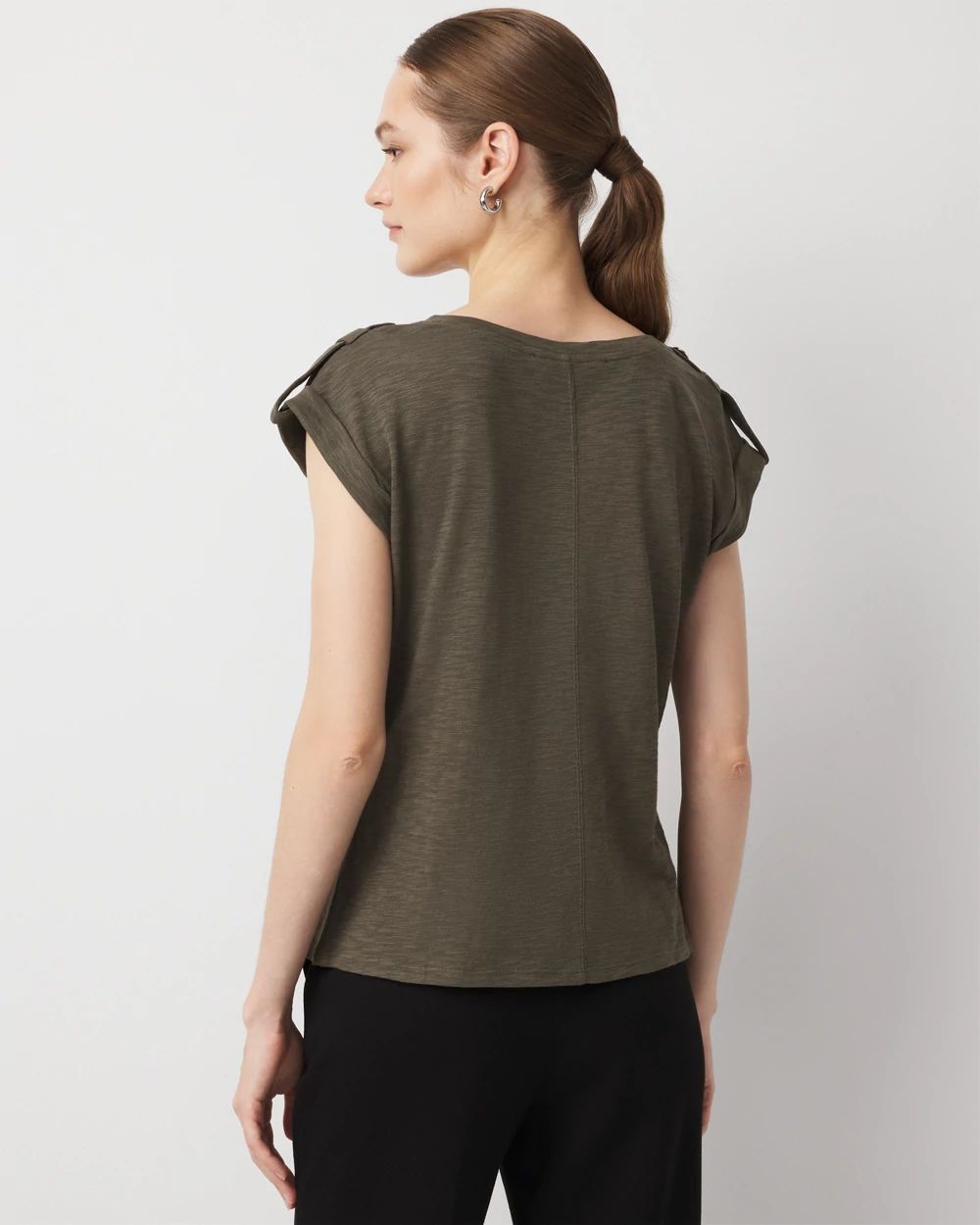 V-Neck Tee with Epaulets