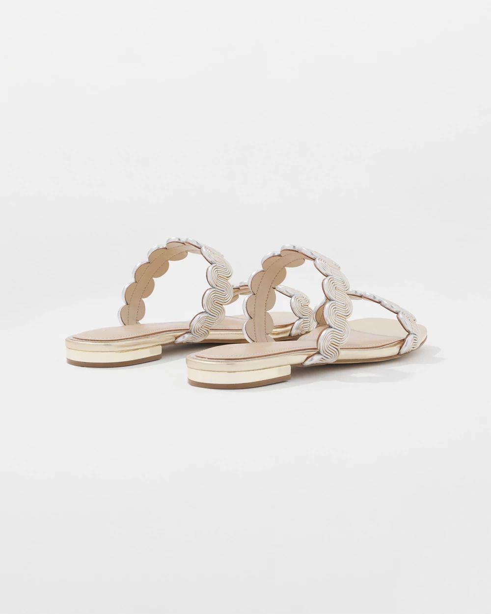 Mixed Metal Flat Sandal