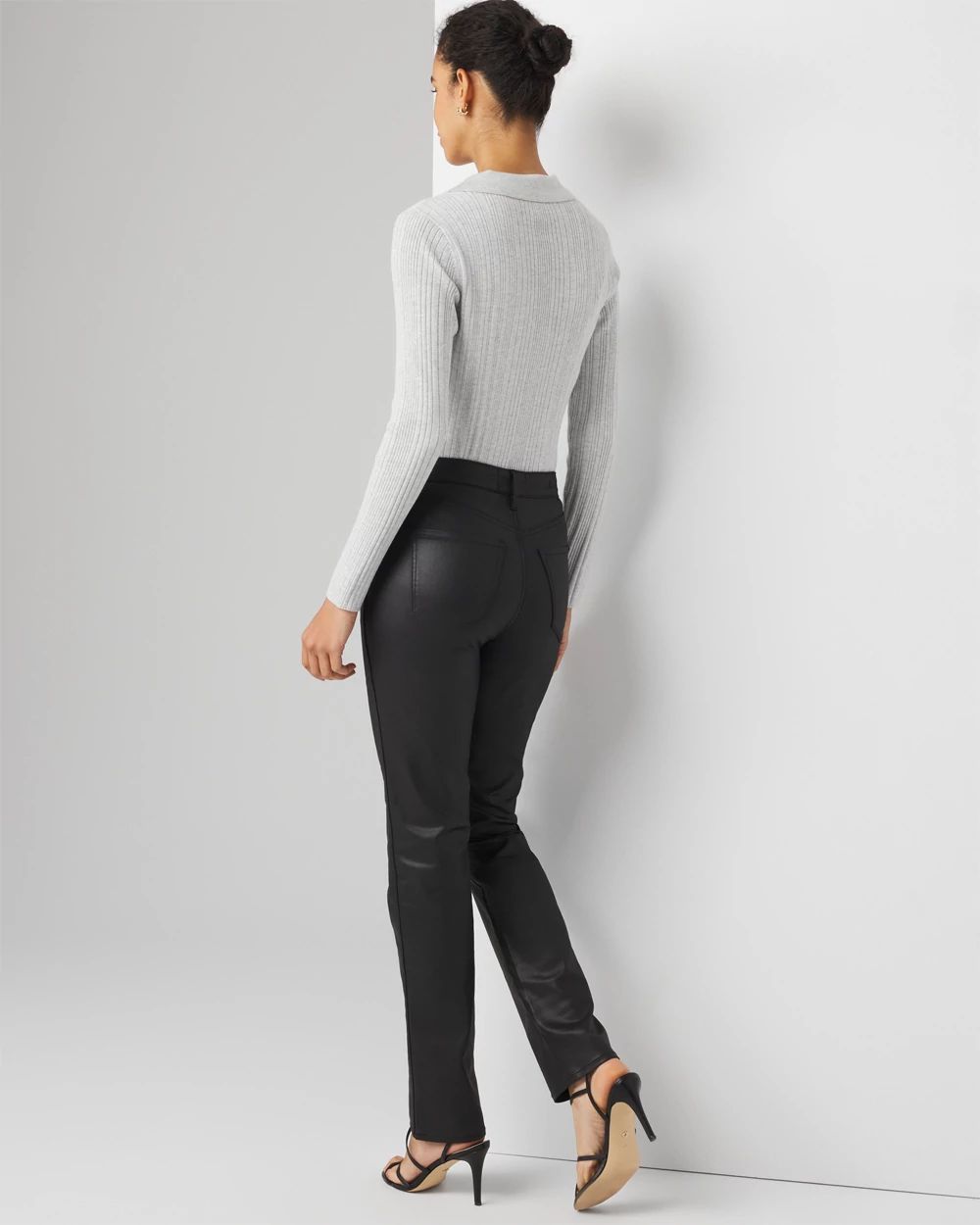 High-Rise Straight Coated Denim Jeans