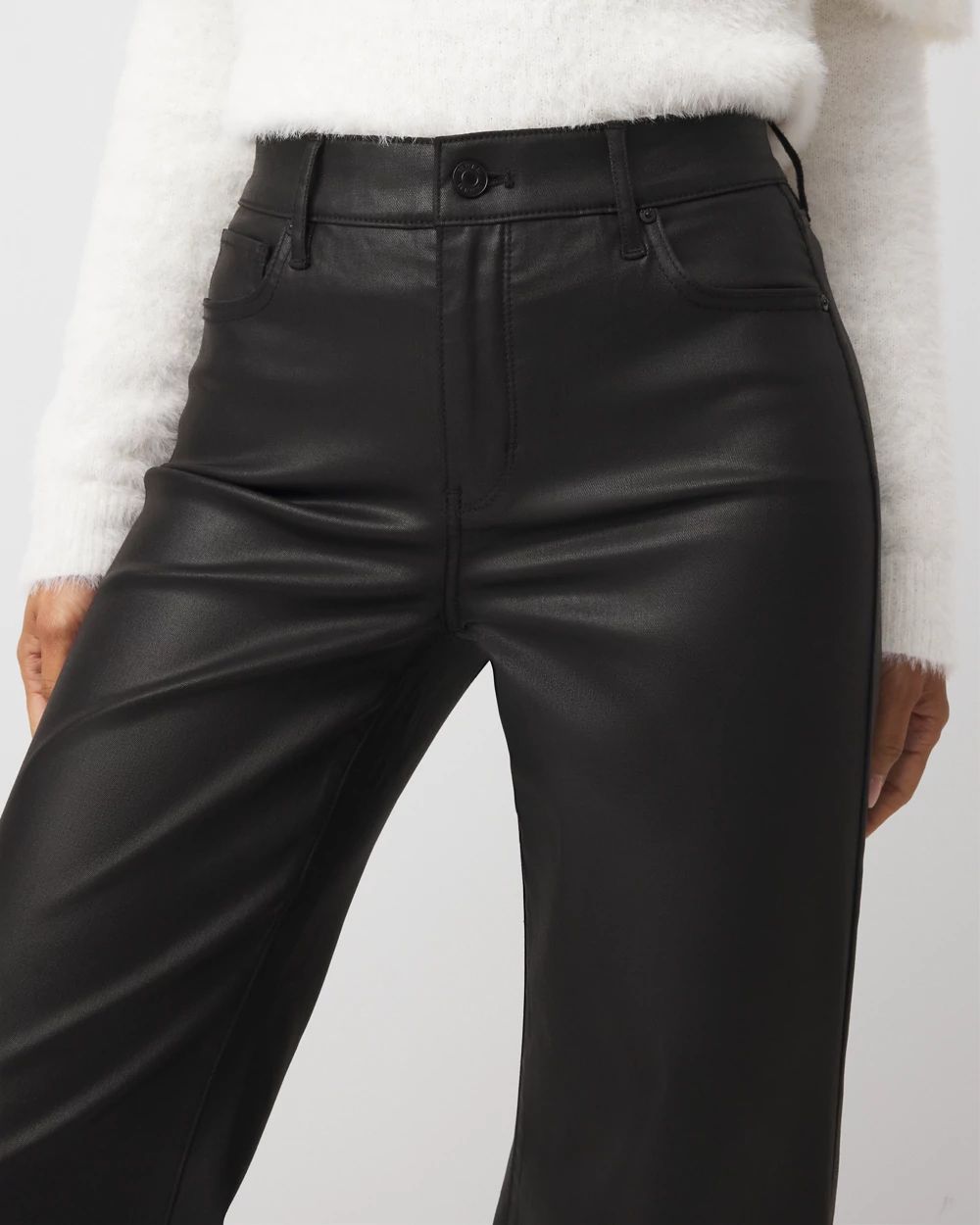 Coated Denim High Rise Wide Leg Jean