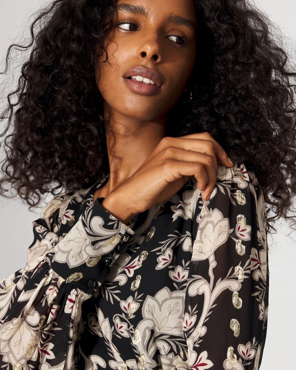 Petite Long Sleeve V-neck Mini Dress