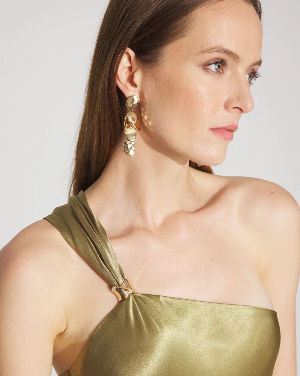 One-Shoulder Ombre Satin Slip Dress