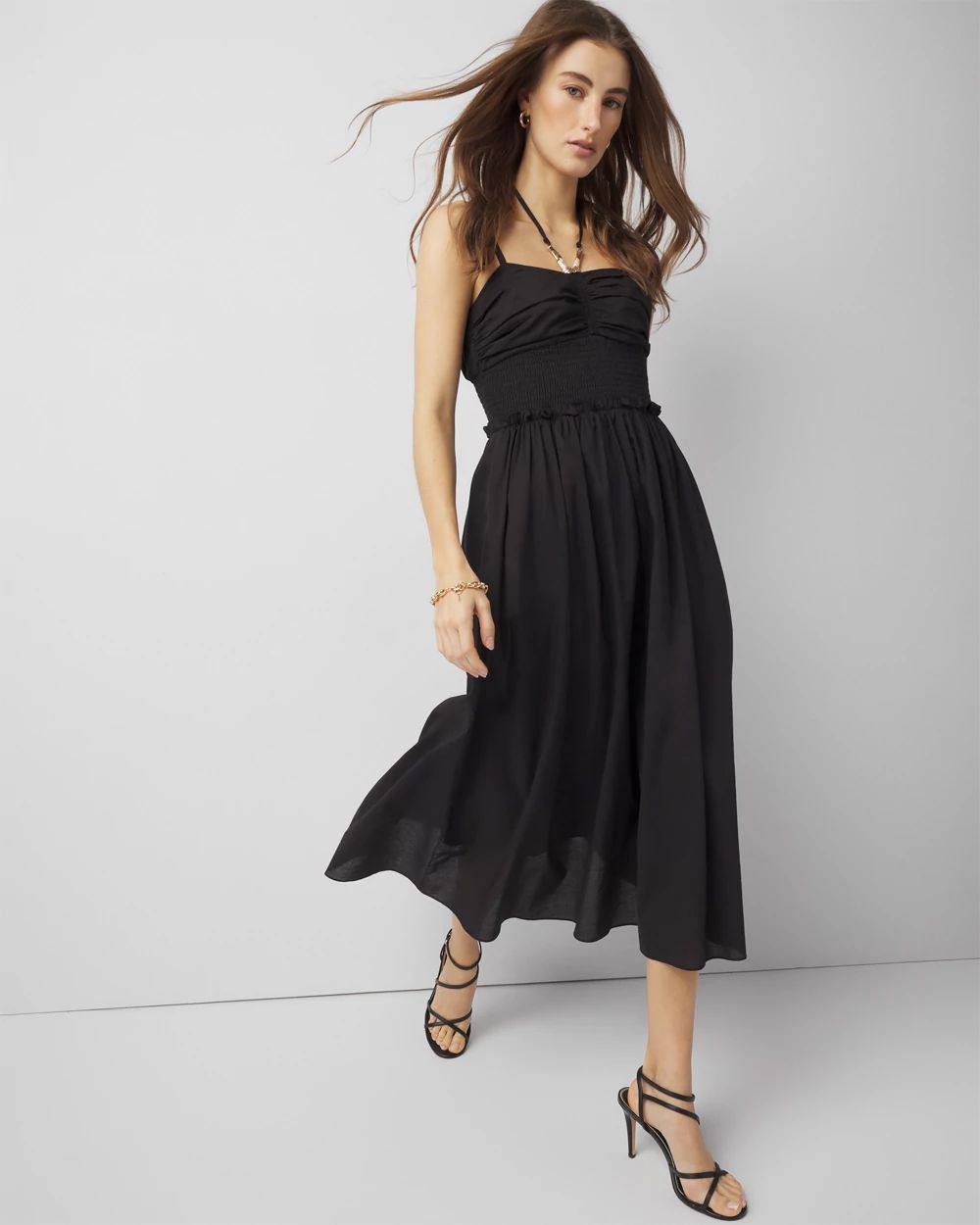 Cotton Poplin Halter Midi Dress