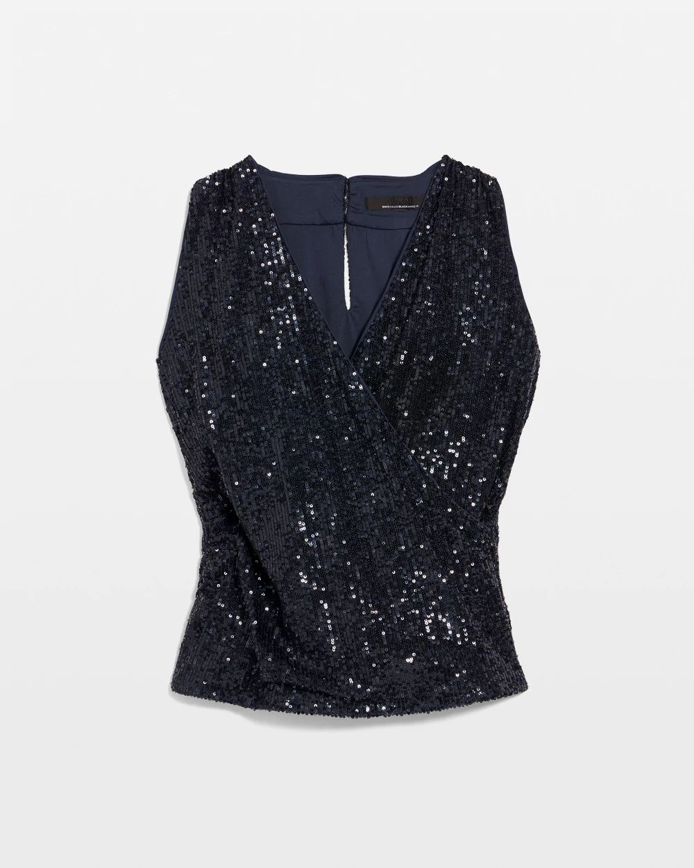 Petite Sequin Surplice Sleeveless Top