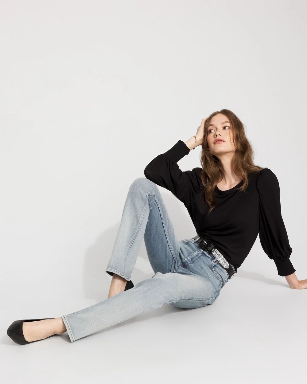 Long Sleeve Tee with Smocked Cuffs