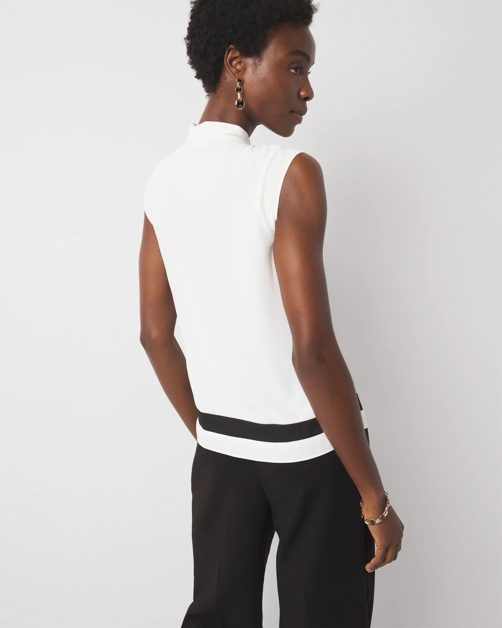 Colorblock Tie-Neck Shell