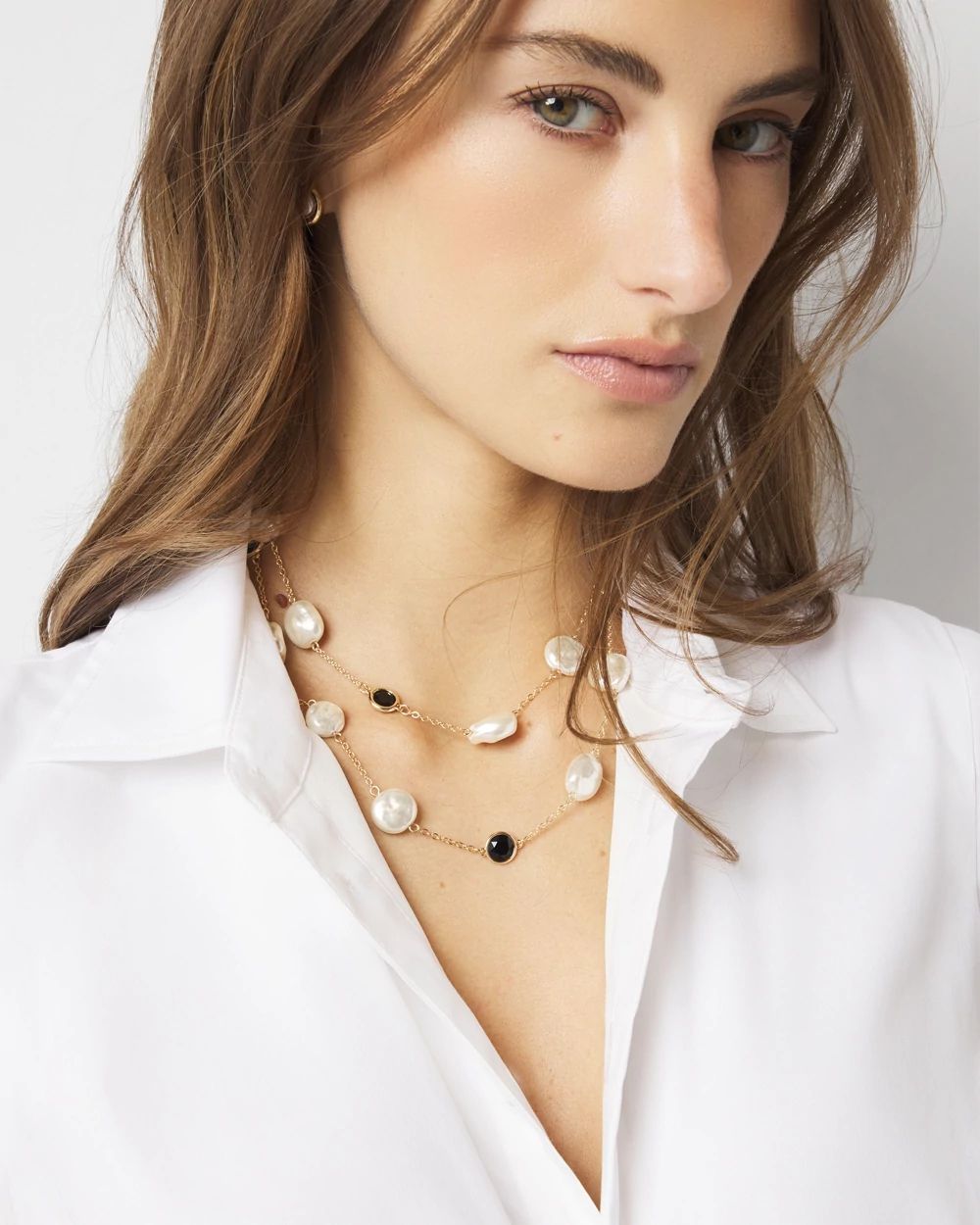 Black + White Single Strand Necklace