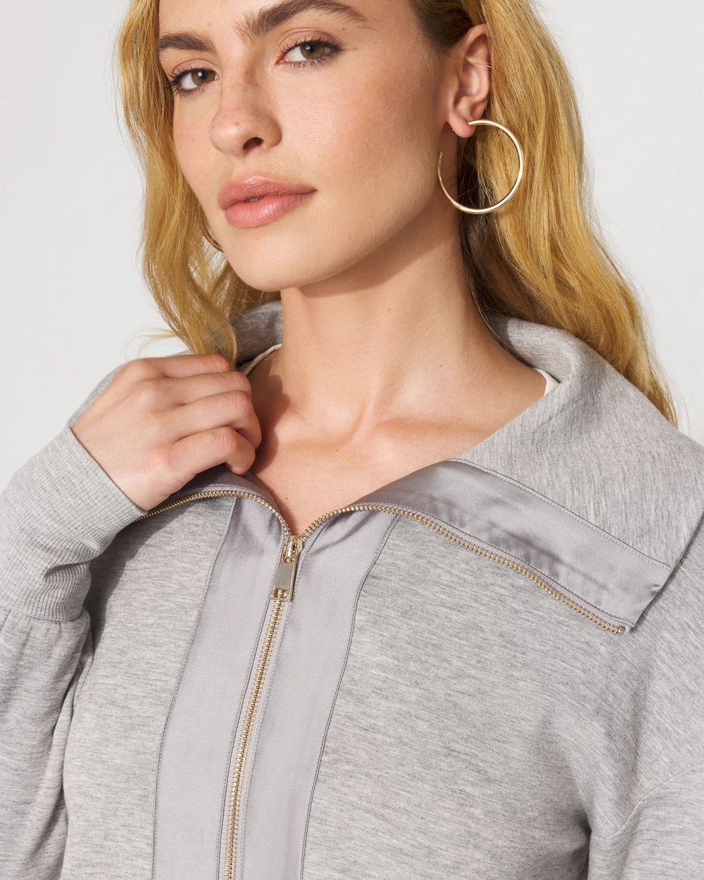 Satin-Trim Knit Jacket