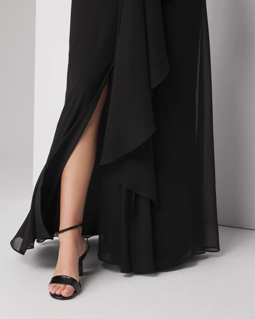 Sleeveless V-Neck Draped Maxi Gown