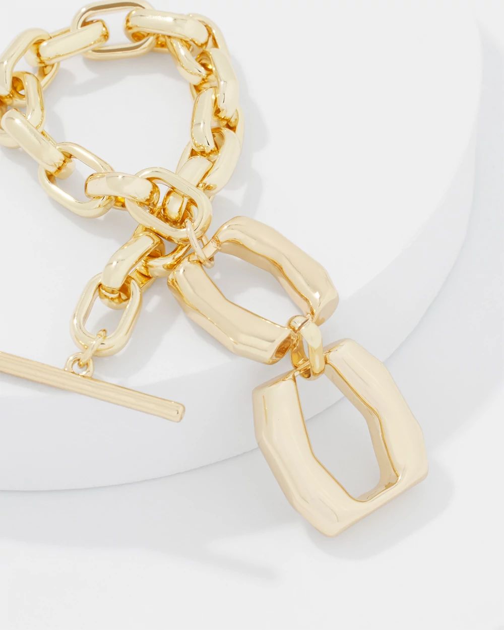 Gold Double Links Toggle Bracelet
