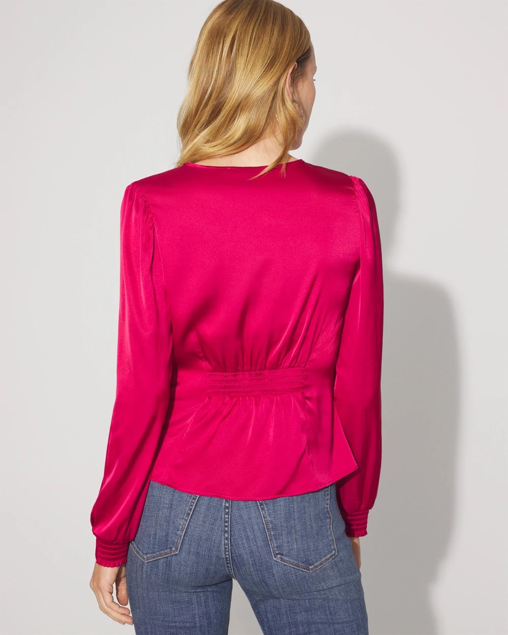 Ruched Front Satin Blouse